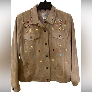 Chicos Suede Jacket Size 1 Colorful Final